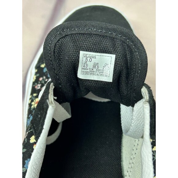 Vans Womens Girls Old Skool Black Floral Canvas Sneakers Size 5 Skater Shoes New - Picture 8 of 9
